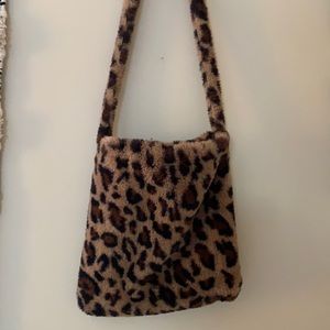 Fuzzy cheetah bag